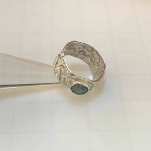 eM Fine Silver (999) Girls Ring, Fire Opal - Size 5